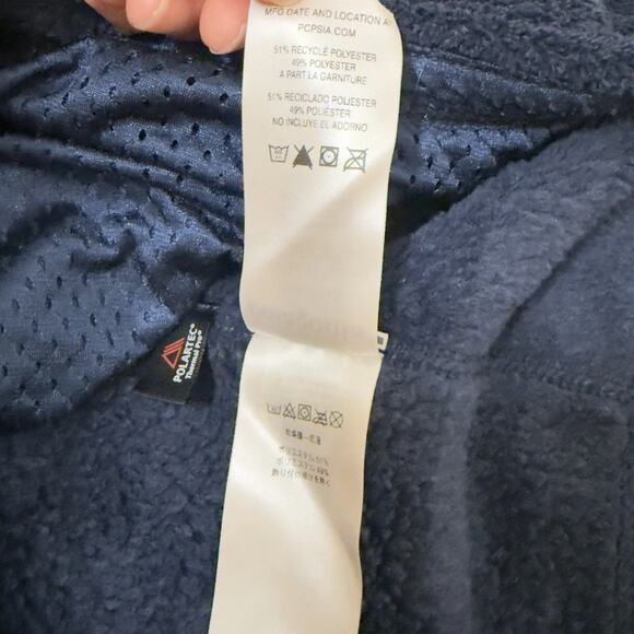 Patagonia Sweater Women XL Fleece Retool Snap T Pullover Jacket Navy Blue - Picture 9 of 12